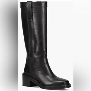 Frye Kate Black Leather Knee-High Block Heel Boots 7.5